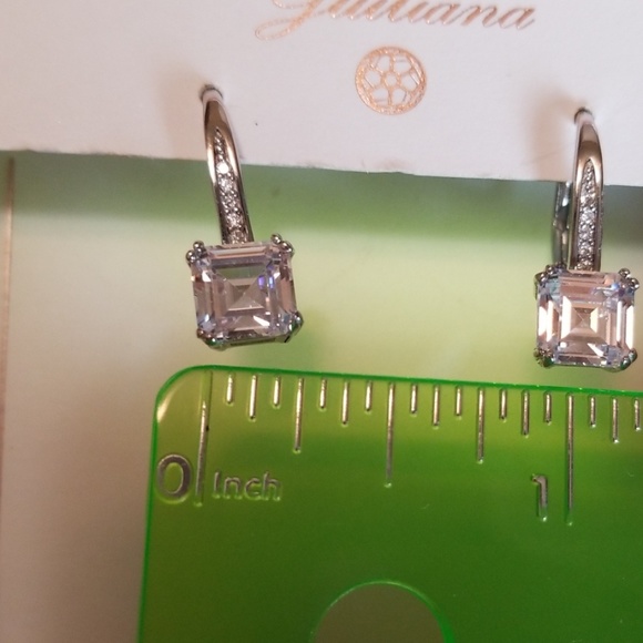 New Guiliana Sterling Silver Square CZ Earrings - Picture 5 of 6